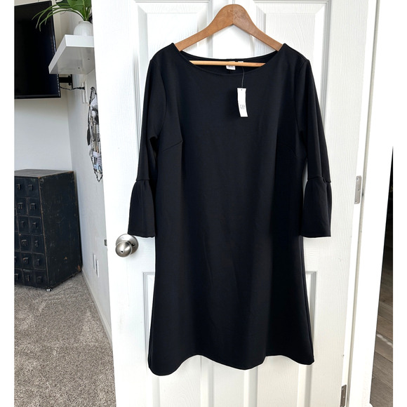GAP Dresses & Skirts - gap womens xl true black bell sleeve shift dress stretch knit minimalist nwt